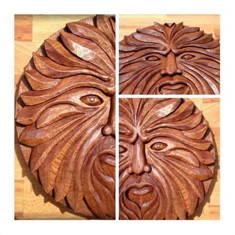 This Is A Green Man Carved Out Of Mahogany Tr Skulptur