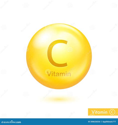 Vitamin C Pills Vector Illustration Golden Abstract Drops For Health
