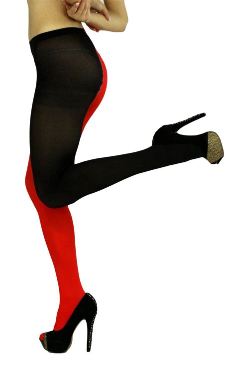 Tobeinstyle Womens Two Toned Jester Tights W Reinforced Toe One