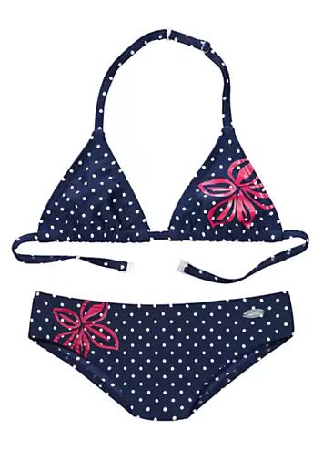 Blue Flower Polka Girls Triangle Bikini By Venice Beach Swimwear