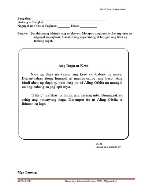Gr 2 Ang Daga At Keso Silent Pdf