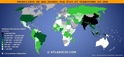 Carte Du Monde Production De Riz Par Tat Atlasocio