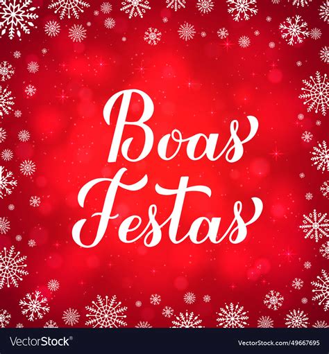 Boas festas calligraphy isolated on red Royalty Free Vector