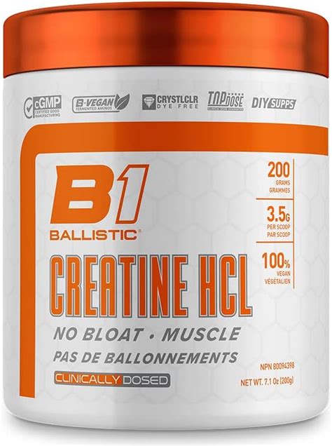 Ballistic Supps Creatine Hcl 200 Grams 57 Servings Per Full Scoop Amazonca Health