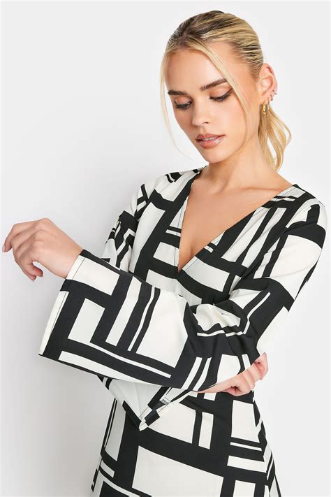 Pixiegirl White And Black Abstract Print Dress Pixiegirl