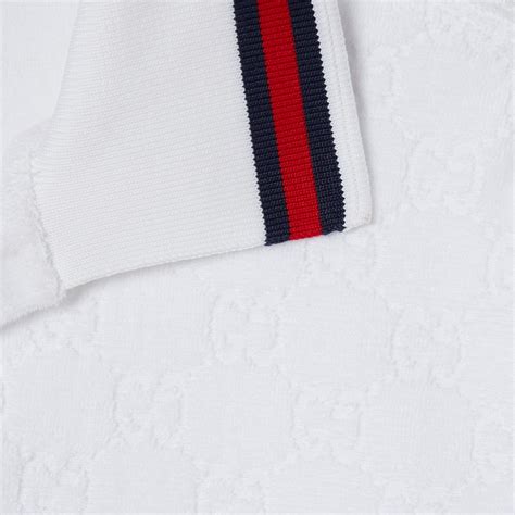 Gg Terry Cloth Polo Shirt With Web In White Gucci Za