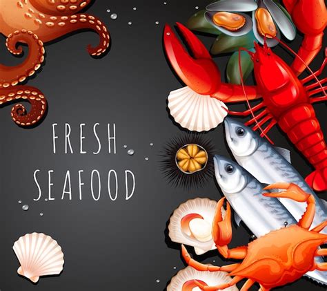 Premium Vector Set Of Fresh Seafood