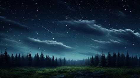 Premium Photo | A forest with stars and moon in the sky