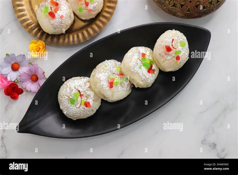 Rasmalai Or Malai Sandwich Roshmolai Rasamalei Is Very Popular Indian Dessert A Sweet Malai