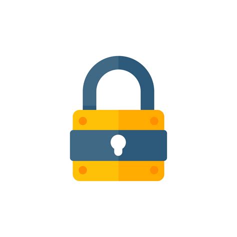 Yellow Padlock For Locking The Information On The Computer Data