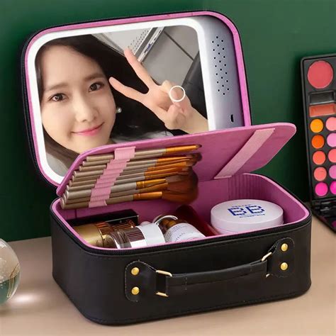 2022 Smart Led Light Makeup Bag With Mirror For Women Travel Large