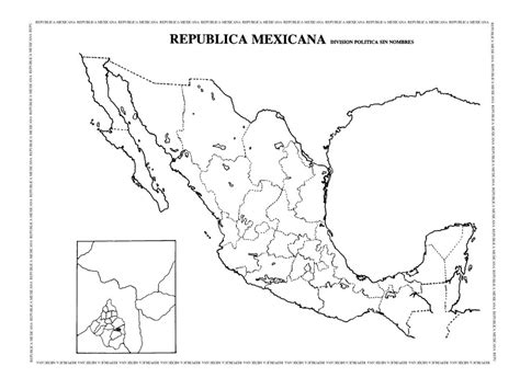 Simple mapa de México sin nombres Republica Mexicana