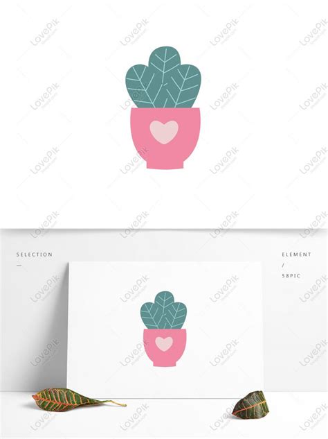 Small Fresh Plant Potted Illustration Flat Cartoon Creative Can Plant