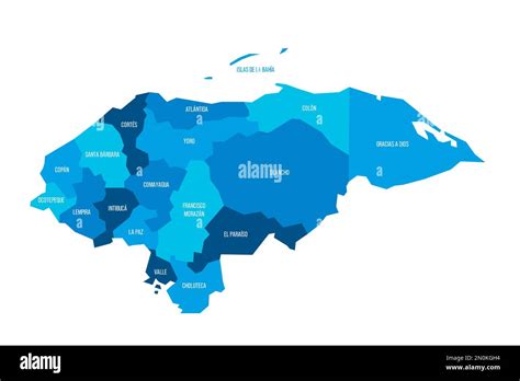 Honduras Mapa político de las divisiones administrativas