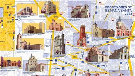 Mapa Ilustrado De Las Procesiones De Semana Santa En Madrid