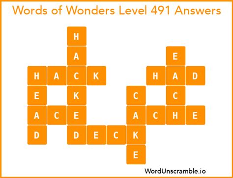 Words of Wonders Level 491 Answers | WordUnscramble.io