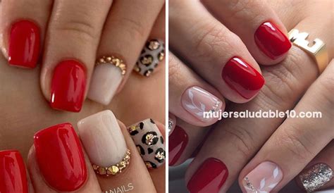 Las 93 Mejores Uñas Rojas Con Dorado Vn