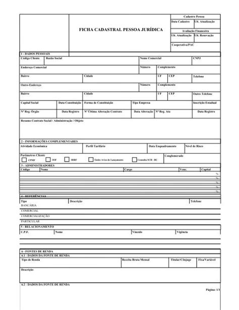 Modelo Ficha Cadastral Pessoa Juridica Excel V Rios Modelos Bank Home