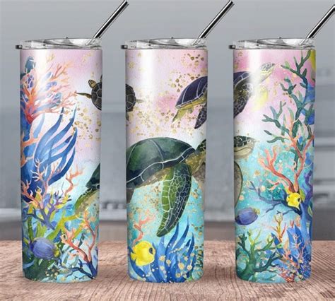 Sea Turtle Tumbler Wrap Sublimation Transfer Ready To Press Etsy