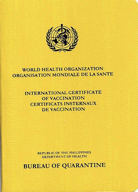 International Certificate of Vaccination or Prophylaxis - Wikiwand