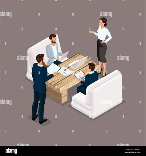 Isometric People Isometric Businessmen Negotiation Investment