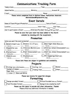 Fillable Online Communications Tracking Form Fax Email Print Pdffiller