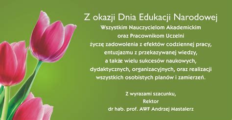 Awf Yczenia Z Okazji Dnia Edukacji Narodowej