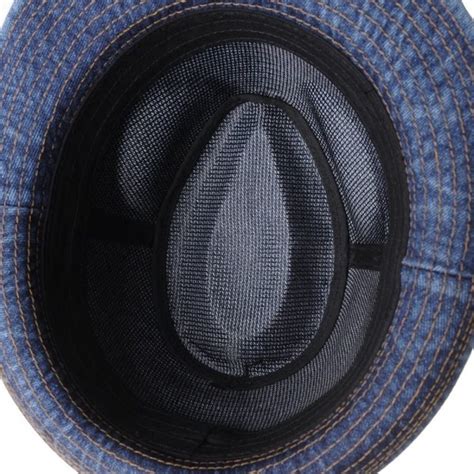 Denim Fedora Hat Plain Stitch Washed Short Brim Dw6646 Blue Cl182zlg2g7