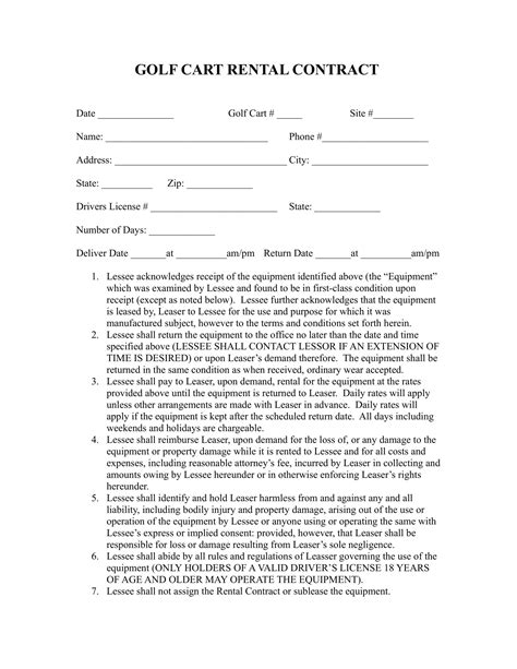 Golf Cart Rental Agreement Template Sfiveband