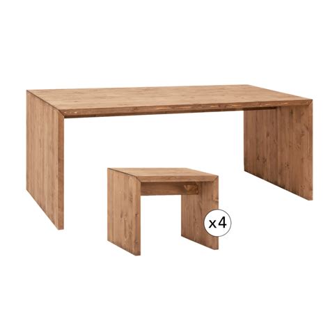 Pack Mesa De Comedor Telva Taburetes Telva Roble Oscuro Decowood