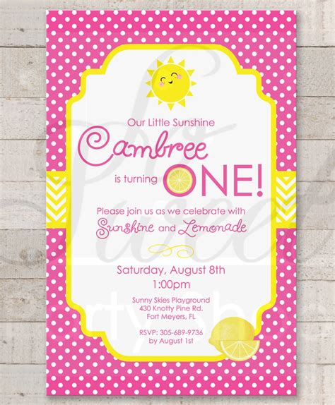 Lemonade And Sunshine Invitations 1st Birthday Party Etsy