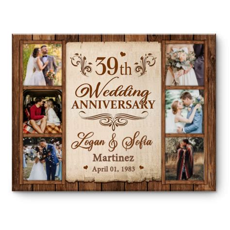 39th Wedding Anniversary Gift 39th Anniversary Photo Collage Canvas