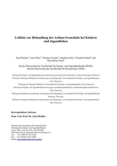 Leitlinie Zur Behandlung Des Asthma Bronchiale Bei Kindern Und