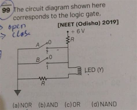 The Circuit Diagram Shown Here Corresponds To The Logic Gate Oper Ne