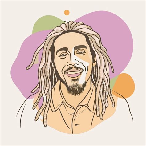 Bob Marley Vector Illustration Line Circuit Premium Ai Generated Vector