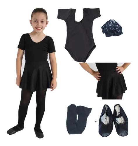 Kit Roupa De Ballet Infantil Conjunto Uniforme Balé Preto Frete grátis