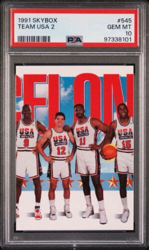 1991 Skybox Team USA 2 545 Jordan Stockton Malone Magic PSA 10 Gem