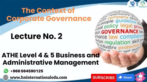 The Context Of Corporate Governance Lecture No 02 ATHE Level 4 5