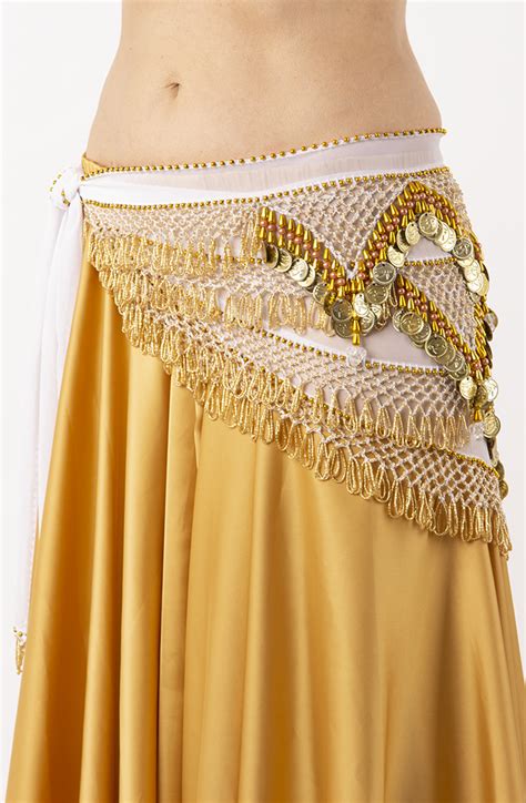 Belly Dance Hip Belt White And Gold Bellydance Boutique Uk