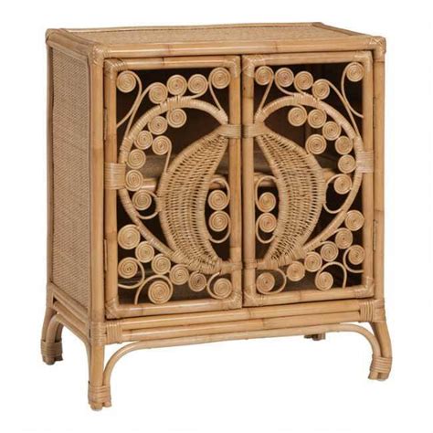 Peacock Open Weave Rattan Storage Cabinet