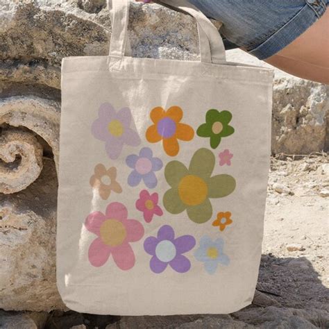 The Flower Power Tote Bag Floral Tote Bag Cute Tote Bag Y2k Etsy