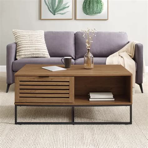 Trevo Wood and Metal Coffee Table with Storage | Revvvd