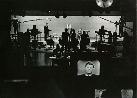 Photos - John F. Kennedy, on-set monitor at the first-ever televised