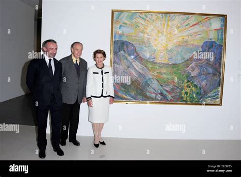 Alain Seban Frederic Mitterrand And Queen Sonja Of Norway Visiting The