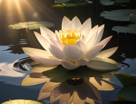 A Beautiful Lotus Flower At Sunrise Background Premium Ai Generated Image