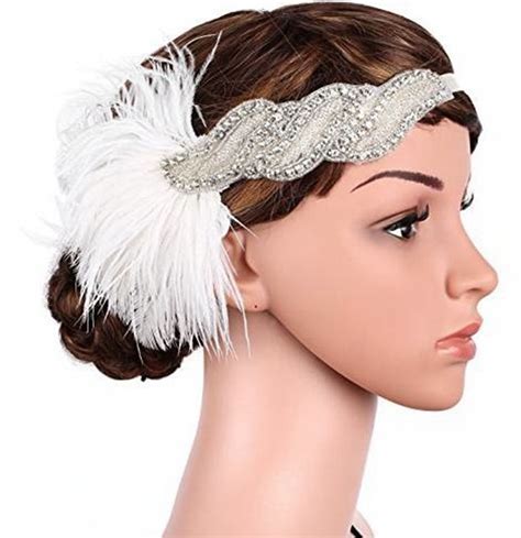 1920s Headband Feather Vintage Bridal Great Gatsby Flapper Headpiece Gangster Ladies