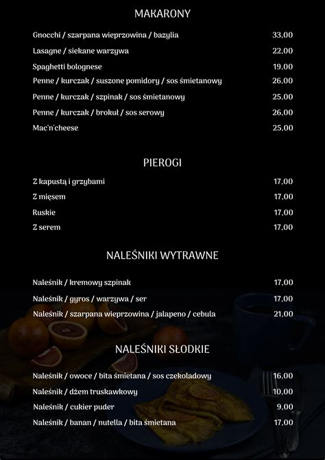 Menu Restauracja Patryk