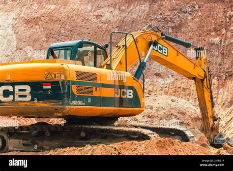 A JCB Bulldozer Backhoe Loader Dozer Crawler Excavating Huge