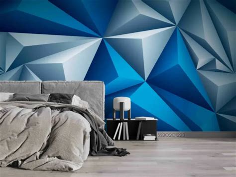 D Abstract Blue Geometry Wallpaper Wall Murals Removable Wallpaper