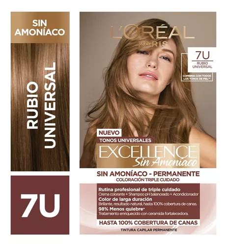 Coloración Permanente Excellence Sin Amoníaco L oréal Paris Tono 7u